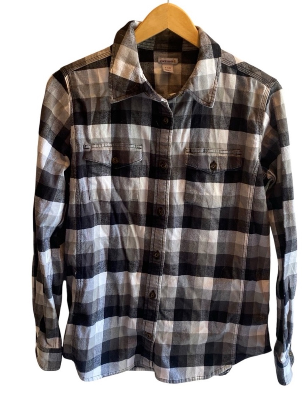 CARHARTT Women’s Black & White Checked Flannel Button Down